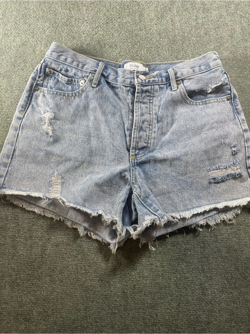 Bluivy Light Blue Distressed Denim Shorts